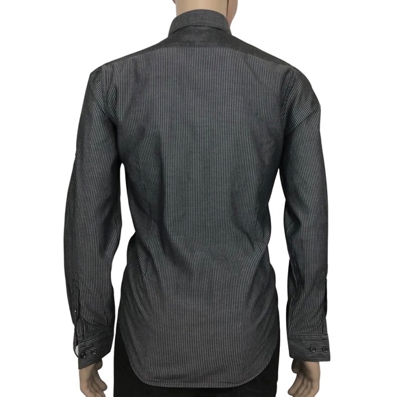 EXPRESS Mens Shirt Slim Fit Long Sleeve 2 Pockets Flaps 100% Cotton - Picture 2 of 5